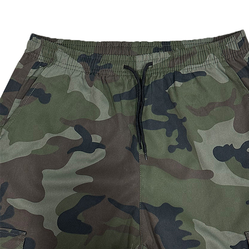 Camo Cargo Shorts — Multi-Pocket, Adjustable Waist